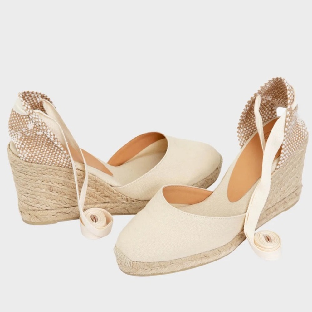 Castaner New in Box Cream and Ivory Espadrille Wedge Sandal Size 39 (USA 8)